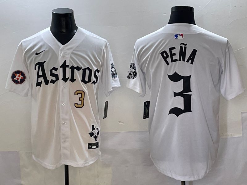 Men 2025 Houston Astros #3 Pena White Five generations Joint Name Nike MLB Jersey style 35->houston astros->MLB Jersey